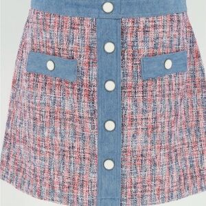 House of Harlow 1960 Pink and Blue A-Line Mini Skirt